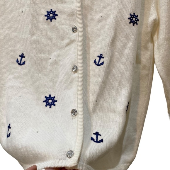 TIA DESIGNS women's embroidery sweater Size M, Button-Up, Navy design, Cotton - Picture 3 of 10